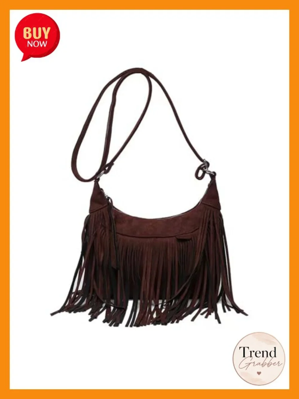 Fringe Vegan Suede Hobo Crossbody Bag with Tassel Boho Shoulder Bag